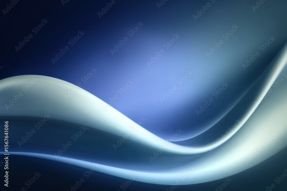 Poster Abstract smooth flowing fabric or wave pattern with elegant silky texture and gradient blue tones, modern digital art design background