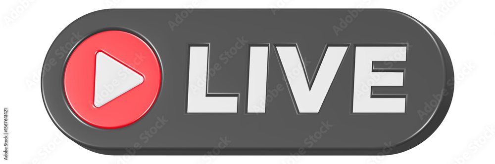 Poster live button 3d rendering black color