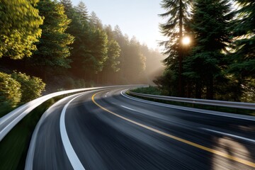 Fototapeta premium Mountain Winding Road at Sunrise