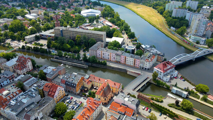 city ​​architecture europe drone flyover old town Opole Poland