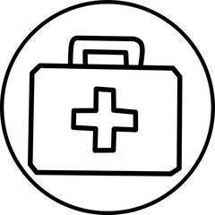 first and kit line icon in circle. Health and medical icon theme in circle