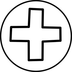 Obraz premium medical cross line icon in circle. Health and medical icon theme in circle