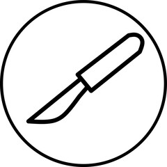 scalpel line icon in circle. Health and medical icon theme in circle