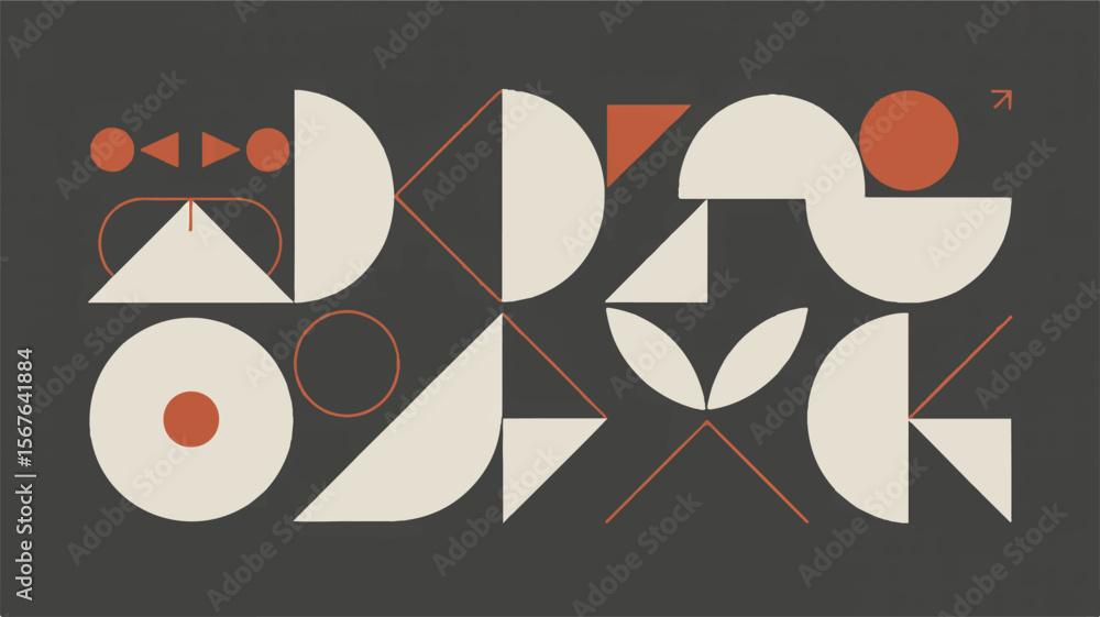 Poster geometric shapes abstract design with circles and triangles