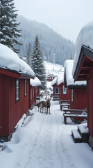 Røros Norway Historic Mining Village with Deep Ochre Wooden Homes