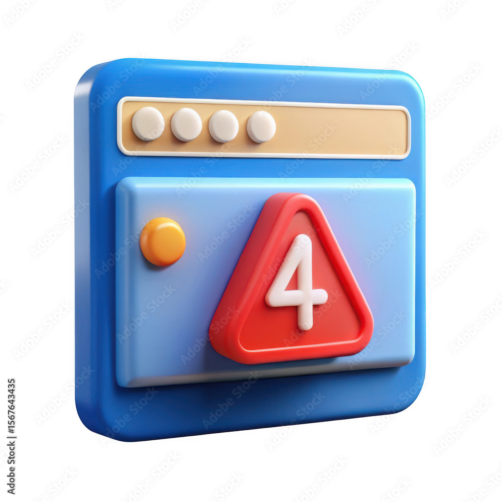 Aufkleber 3d warning sign with number 4 isolated on transparent background