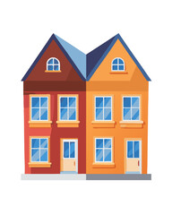 Vibrant Vector Illustration of a Colorful Two-Story House