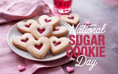 National Sugar Cookie Day, Heart-shaped sugar cookies celebrate National Sugar Cookie Day with sweetness.