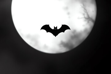 Halloween Bat Silhouette Against a Dramatic Full Moon Spooky Night