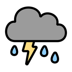 Thunderstorm weather icon vector illustration. Rain with lightning vector illustration.