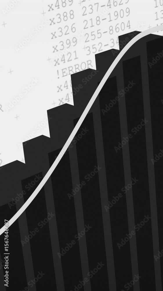 Poster animation of financial data processing over white background