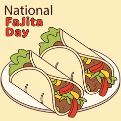 National Fajita Day Illustration with Tacos on a Plate 1