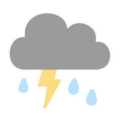 Thunderstorm weather icon vector illustration. Rain with lightning vector illustration.