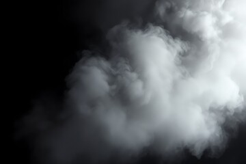 Fototapeta premium Mystical Smoke Cloud White Clouds on Black Background Atmosphere