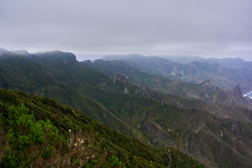 Anaga mountain range in morning mist