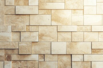 Beige 3D brick wall with a modern and stylish pattern in the background. Use it for architecture or interior design presentation backdrop.