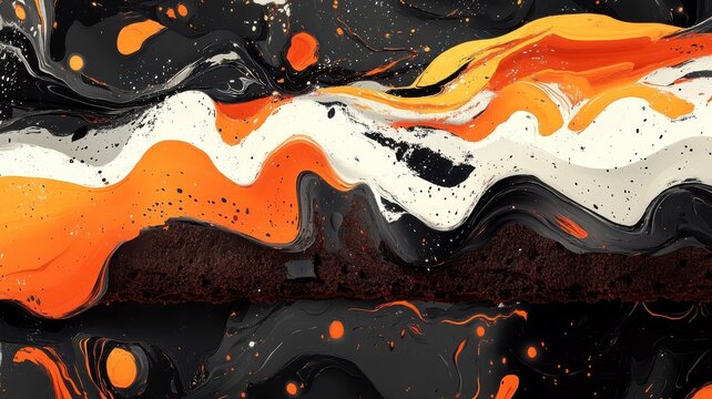 Abstract brownie illustration focusing on shapes and colors rather than realism.