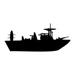 vector silhouette warship war boat