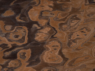 Whirling patterns of umber and caramel in a mesmerizing walnut burl veneer display