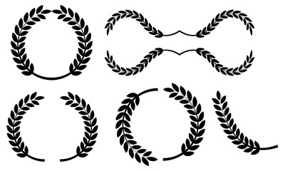 laurel wreath set. simple empty wreath frame for award, certificate, trophy and more. vector illustration on transparent background.