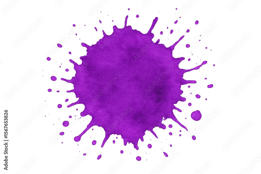 Poster vibrant purple watercolor splash creating an artistic and textured effect on a transparent backgroun