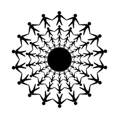 vector silhouette man crowd circle people