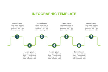 Editable business infographic template design with 7 steps. Infographic template which can be used for presentations banners, workflow layout, annual report, web design.