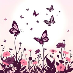 floral background with butterflies