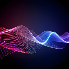 abstract wave of glowing digital particles transitioning