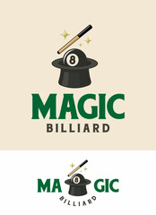 The Magic Billiard logo combines elements of magic and billiards. The magician's hat and magic wand create a unique and playful feel, representing a game full of wonder and tricks.