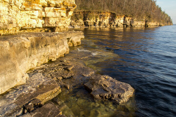 steep rocky bank of the Volga River in the Zhiguli Mountains region, Lepyoshka Mountains