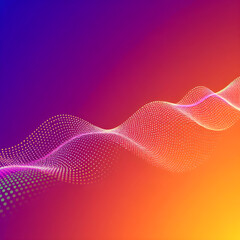 abstract wave of glowing digital particles transitioning
