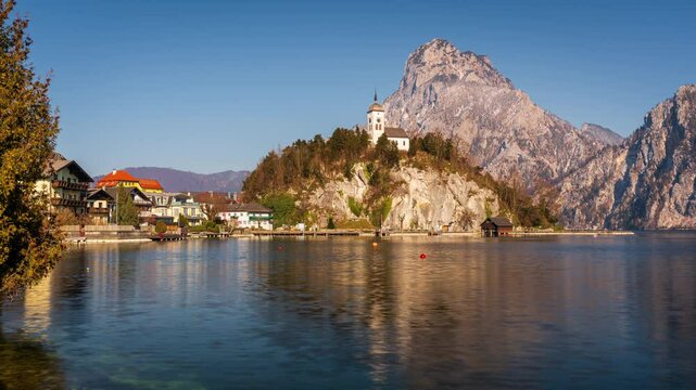 Timelapse clips of the beautiful village Traunkirchen at lake Traunsee in Austria