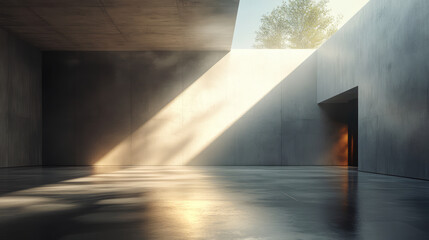 Modern minimalist concrete building interior space