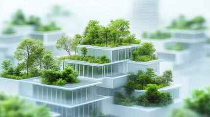 Modern residential house vertical greening application, green city construction concept