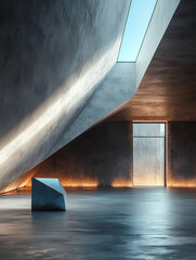 Modern minimalist concrete building interior space