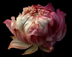 Emotional Growth. Beautiful pink lotus flower in full bloom.