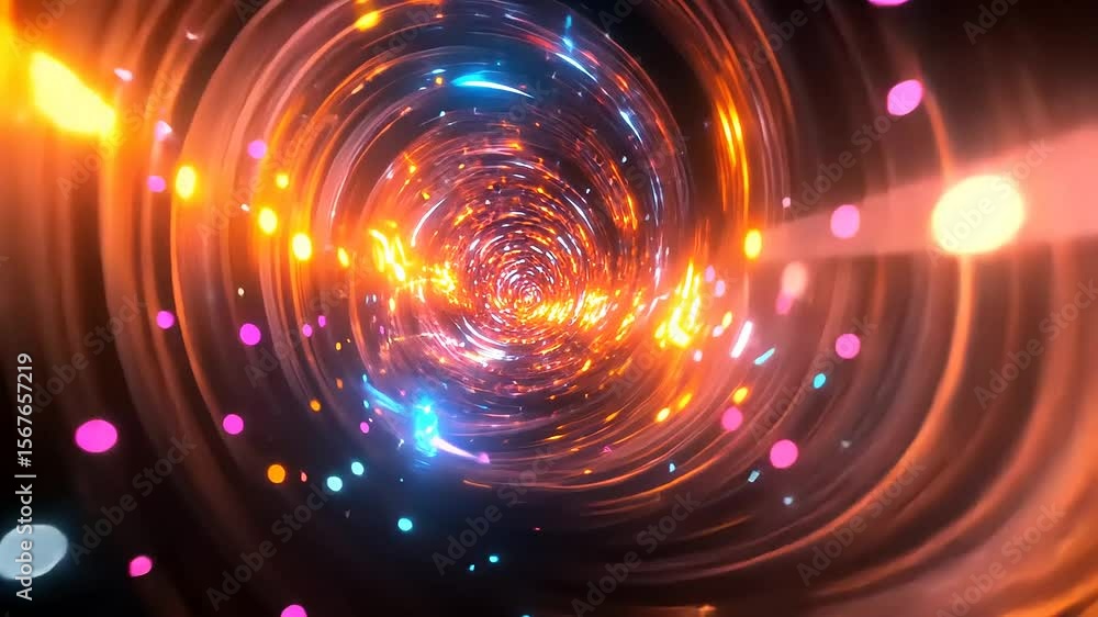 Poster vibrant swirling tunnel of light and color, creating a mesmerizing visual effect for digital art