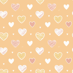 Hand-Drawn Heart Vector Pattern – Romantic Doodle Seamless Background