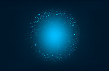 Abstract dark blue Geometrical Background Connection structure. Science background. Connecting dots and lines. Big data visualization and Business .Vector illustration. chemical industry