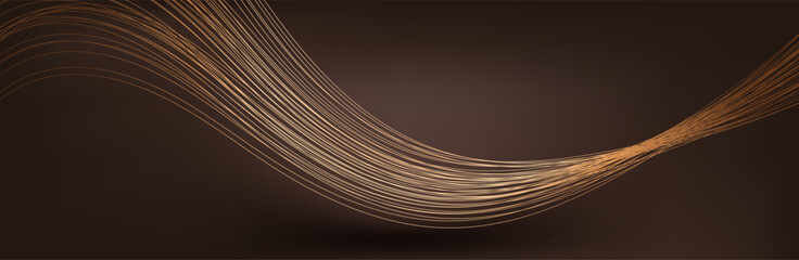 Abstract Music background. Big Data Particle Flow Visualisation chemical industry. Science infographic futuristic illustration. Sound wave. Premium background design with mocha mousse sound wave