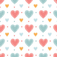 Hand-Drawn Heart Vector Pattern – Romantic Doodle Seamless Background