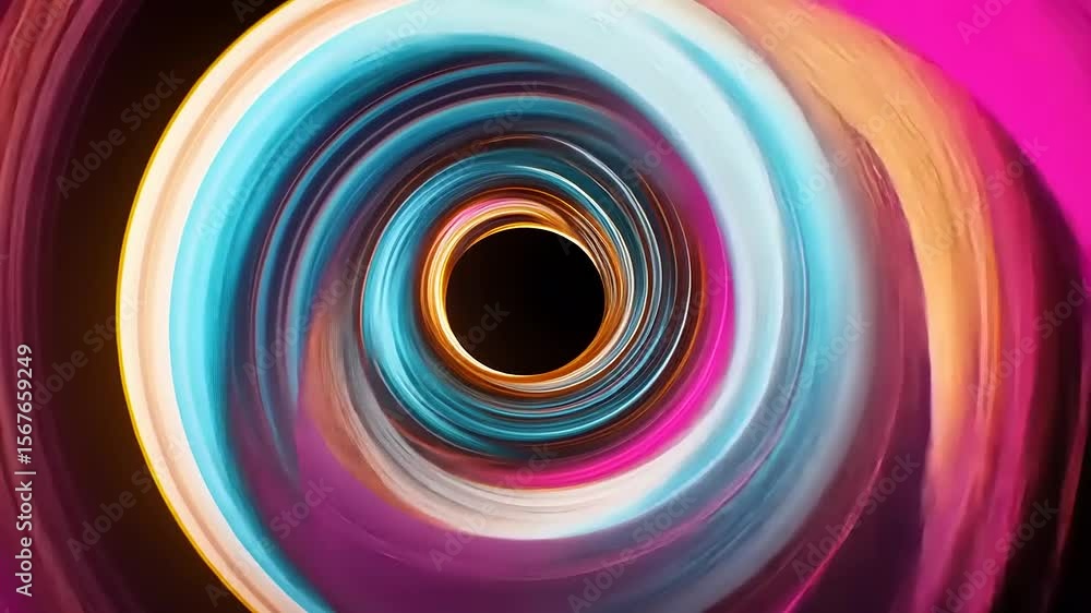 Poster vibrant swirling tunnel of colors creating a mesmerizing visual effect with a dark center