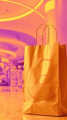 Shopping bag in a brightly colored mall
