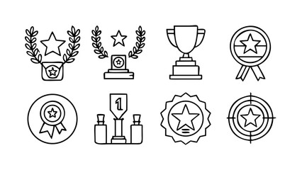 Achievement awards and trophy icons vector graphic design for recognition use