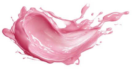 Abstract splash of pink gel-like skincare texture, hyper-realistic cosmetic smear isolated on white, PNG forma