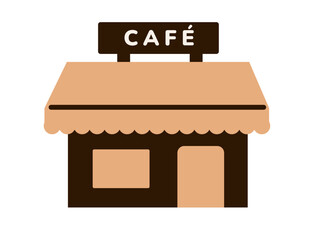 icon of a small café building in brown and beige colors