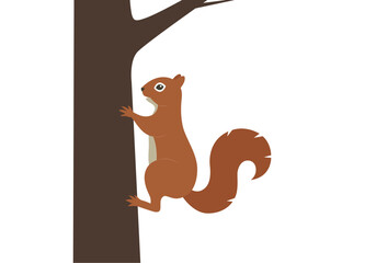 Squirrel Climbing a Tree minimalist vector design. 