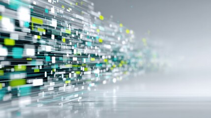 Abstract data stream flowing in digital space with colorful light trails representing information and technology concepts.