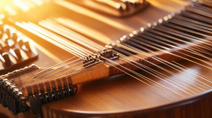 Close-Up of Musical Strings and Wood Instrument in Soft Light